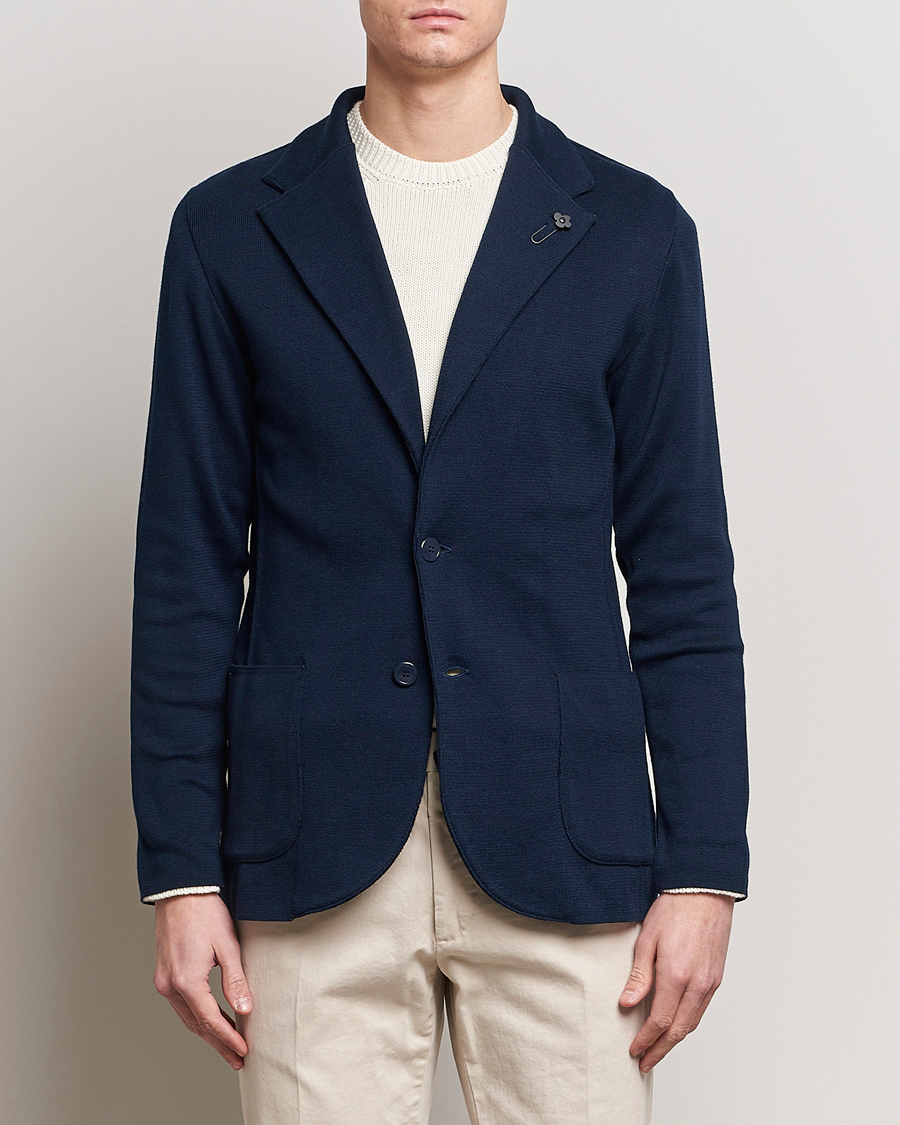 Herre | Klær | Lardini | Knitted Cotton Blazer Navy