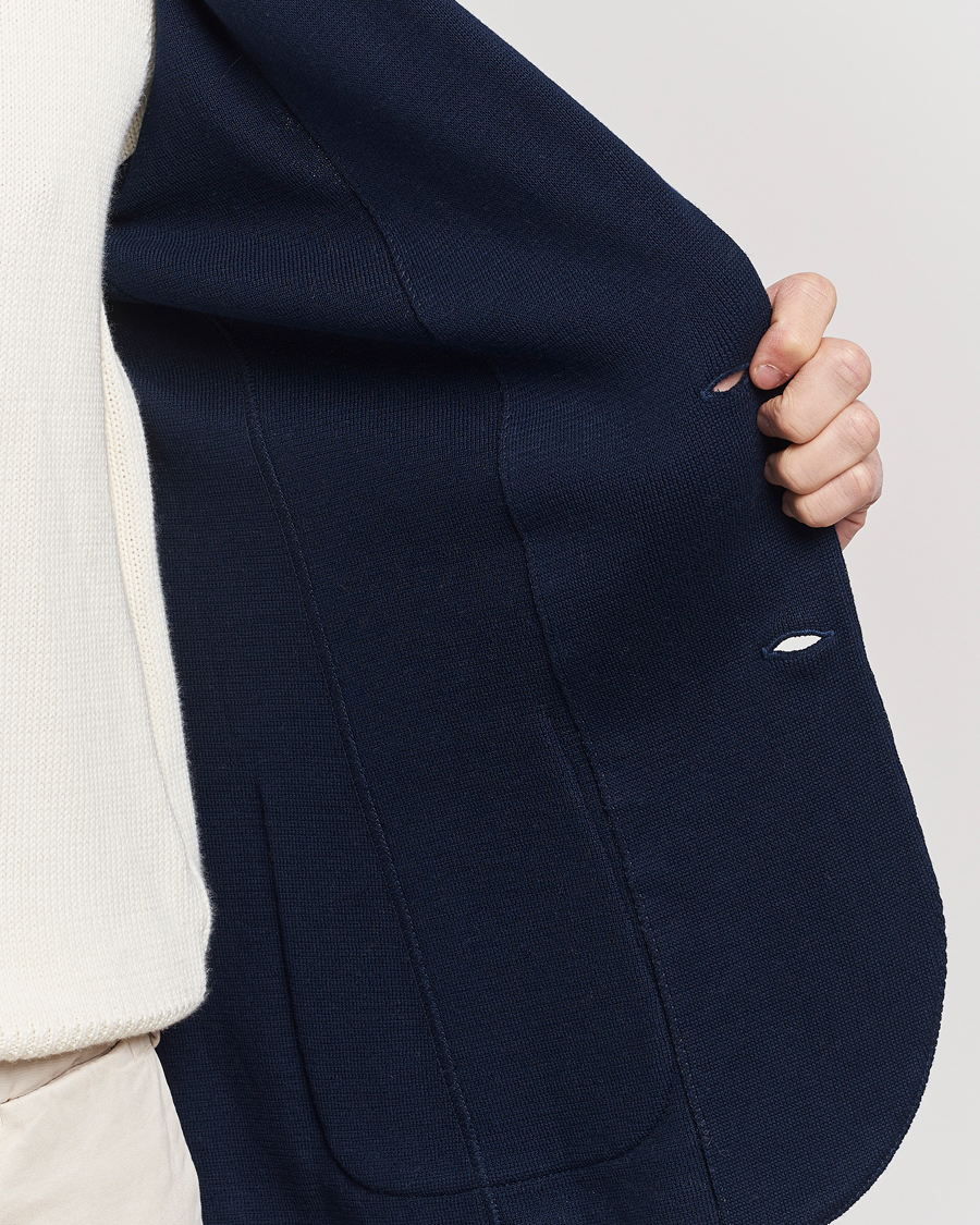Herre | Dressjakker | Lardini | Knitted Cotton Blazer Navy