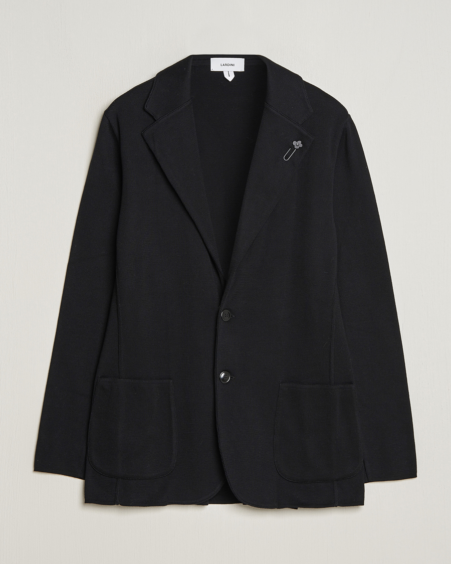 Herre | Dressjakker | Lardini | Knitted Cotton Blazer Black