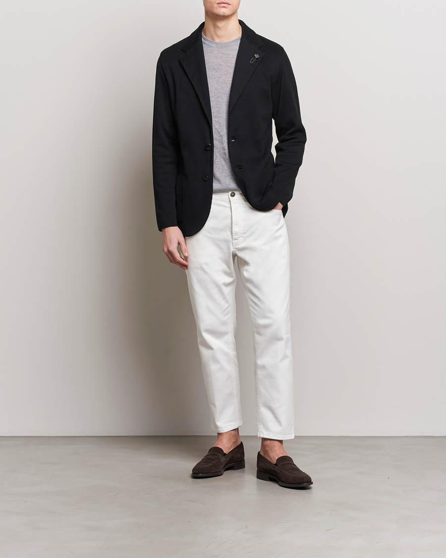 Herre | Dressjakker | Lardini | Knitted Cotton Blazer Black