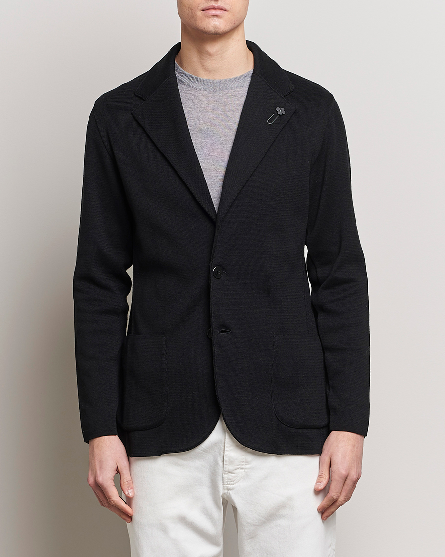 Herre | Strikkede blazere | Lardini | Knitted Cotton Blazer Black