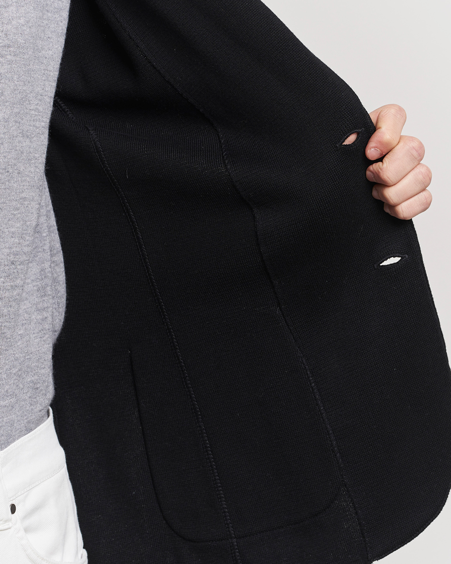 Herre | Dressjakker | Lardini | Knitted Cotton Blazer Black