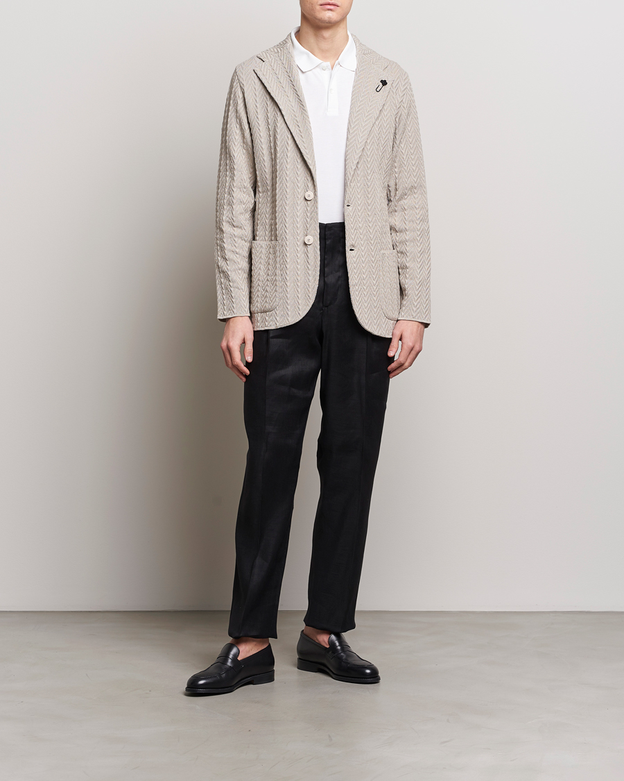 Herre | Dressjakker | Lardini | Knitted Structure Cotton Blazer Beige