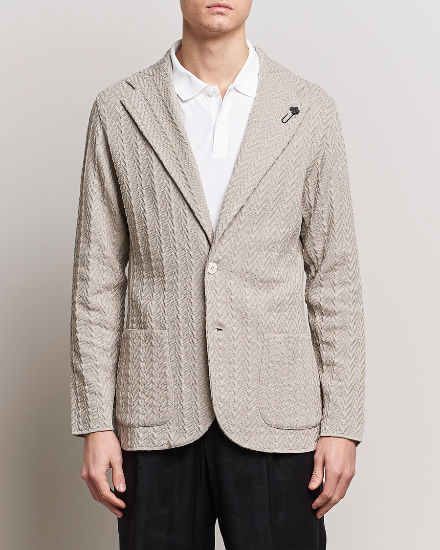 Herre | Strikkede blazere | Lardini | Knitted Structure Cotton Blazer Beige