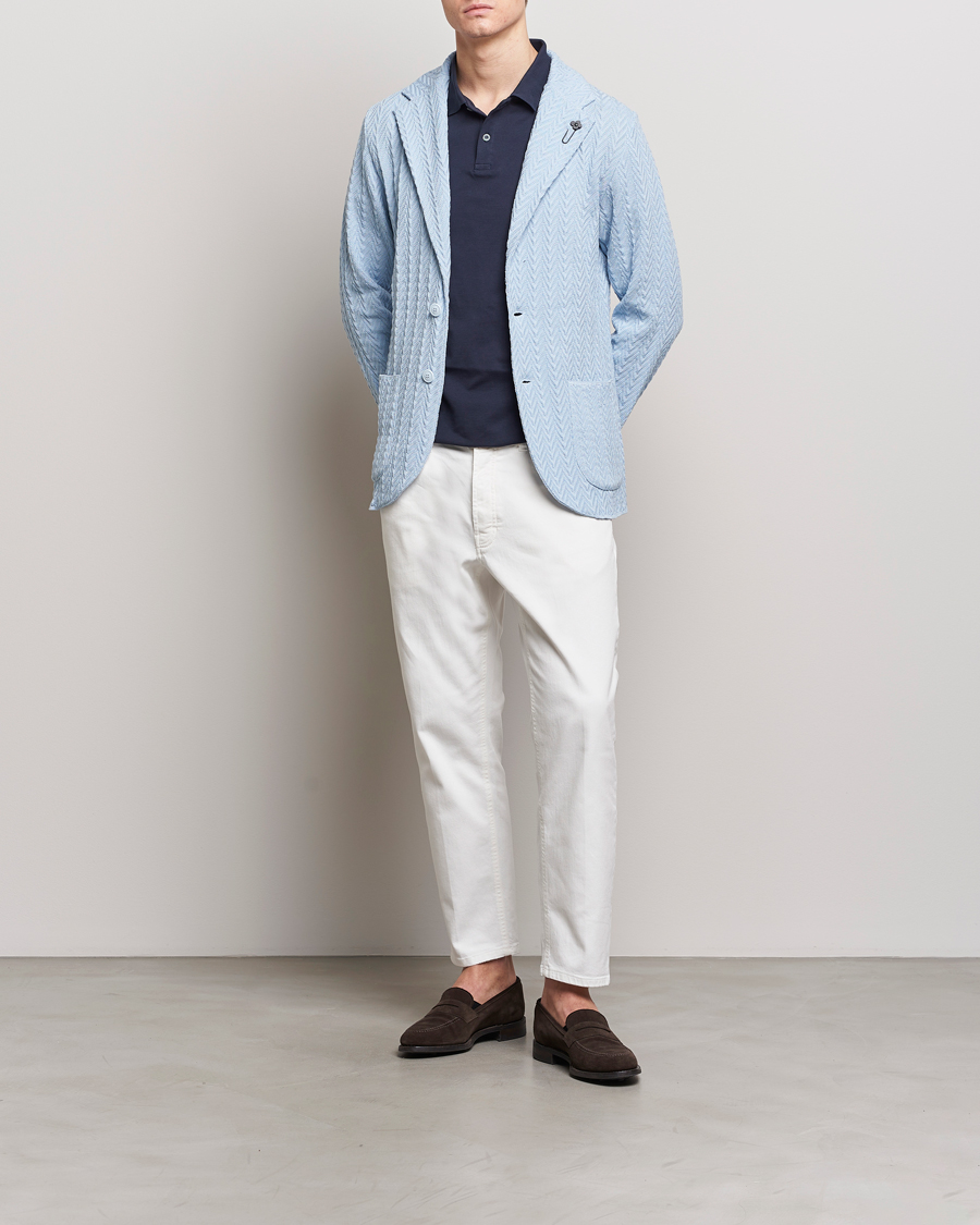 Herre | Dressjakker | Lardini | Knitted Structure Cotton Blazer Light Blue