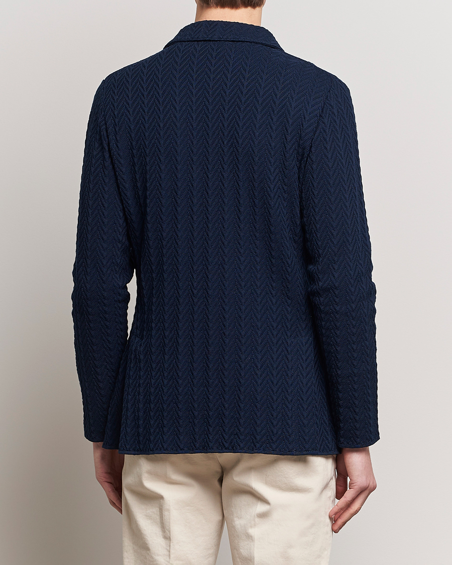 Herre | Dressjakker | Lardini | Knitted Structure Cotton Blazer Navy