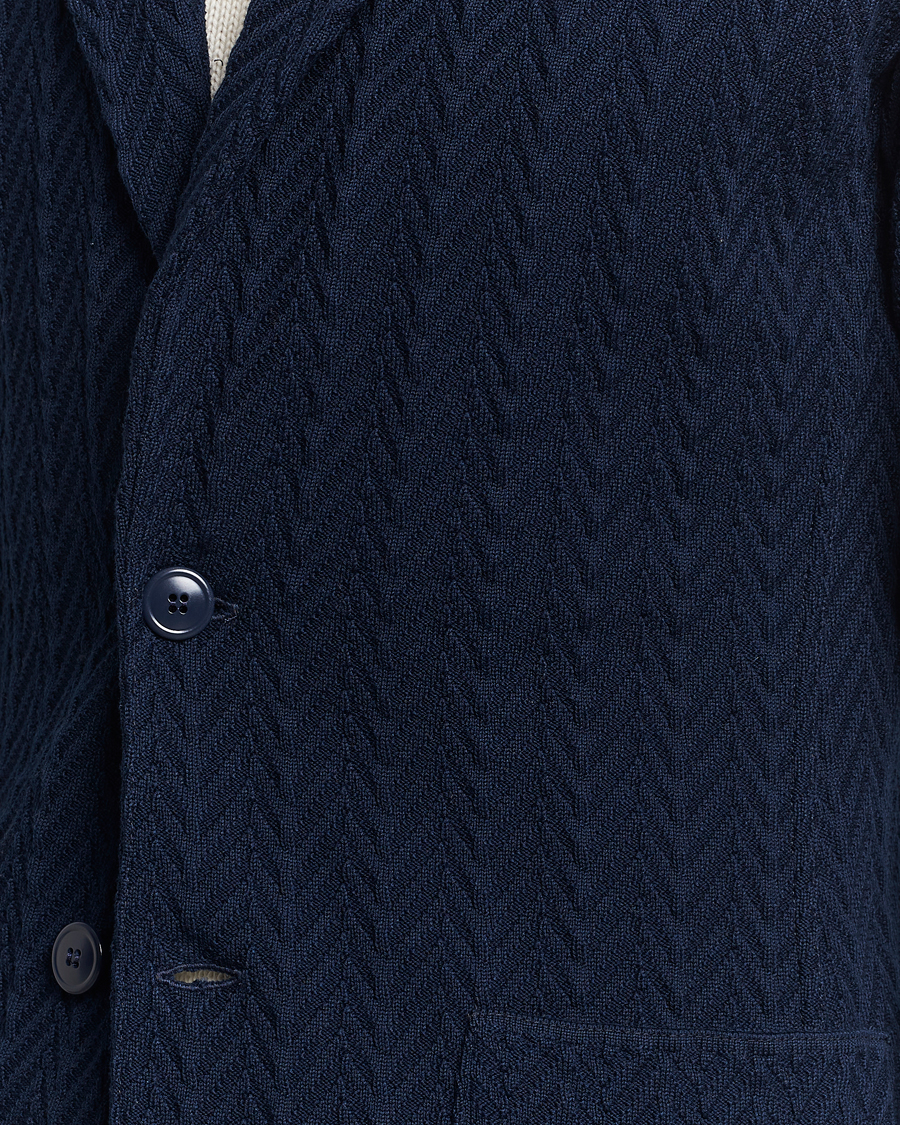 Herre | Dressjakker | Lardini | Knitted Structure Cotton Blazer Navy