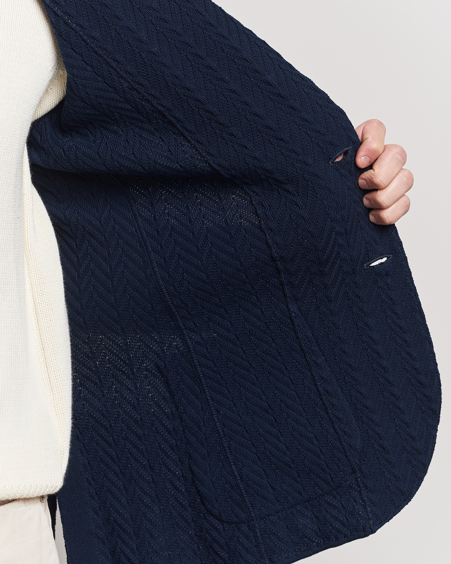 Herre | Dressjakker | Lardini | Knitted Structure Cotton Blazer Navy