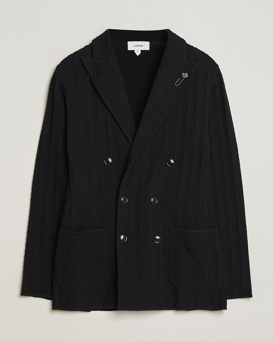 Herre | Dressjakker | Lardini | Double Breasted Structured Knitted Blazer Black