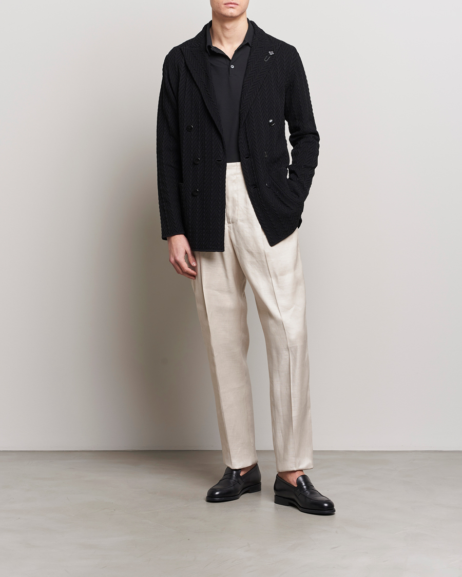 Herre | Dressjakker | Lardini | Double Breasted Structured Knitted Blazer Black