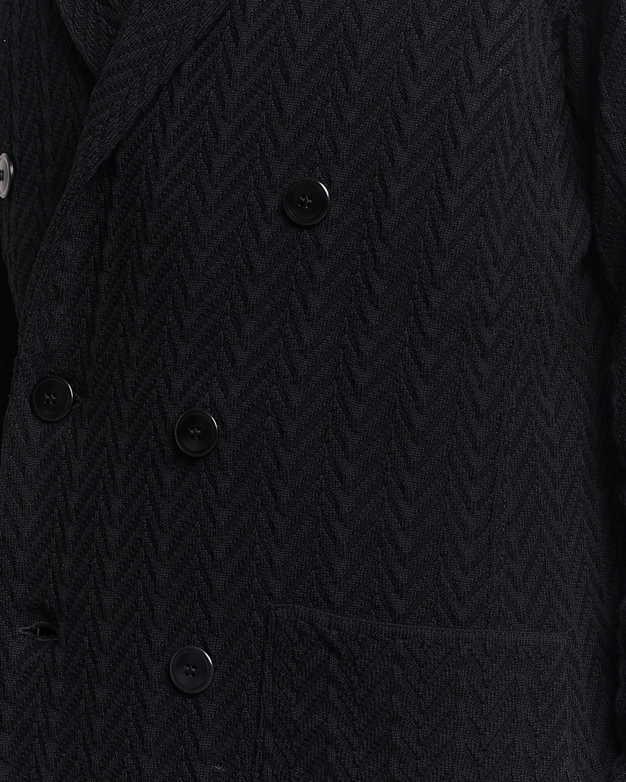 Herre | Dressjakker | Lardini | Double Breasted Structured Knitted Blazer Black