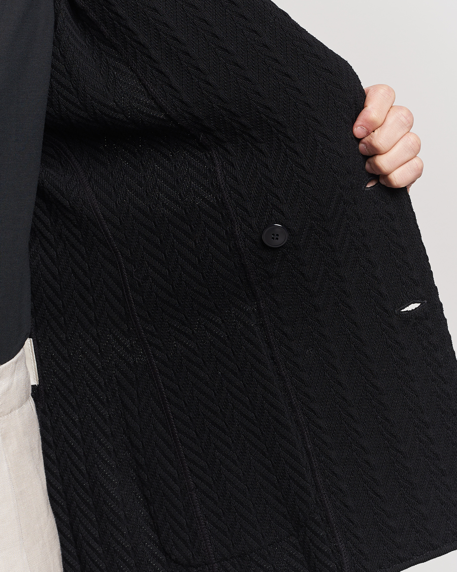 Herre | Dressjakker | Lardini | Double Breasted Structured Knitted Blazer Black