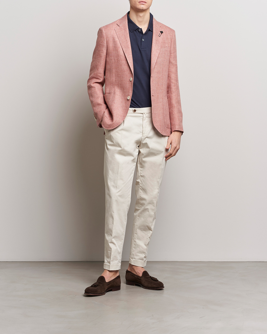 Herre | Dressjakker | Lardini | Wool/Linen Patch Pocket Blazer Soft Red