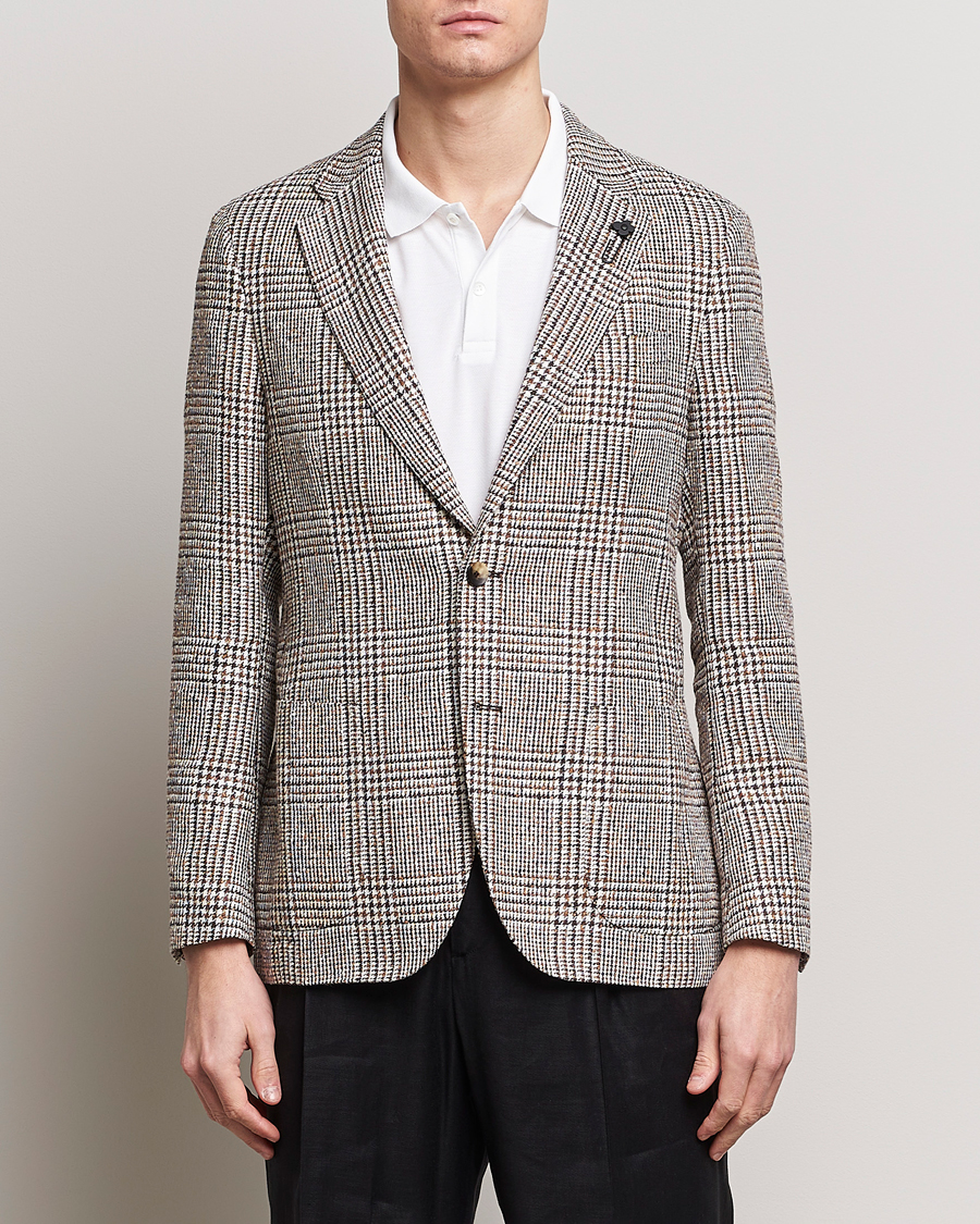 Herre | Formal Wear | Lardini | Checked Linen Blazer Brown