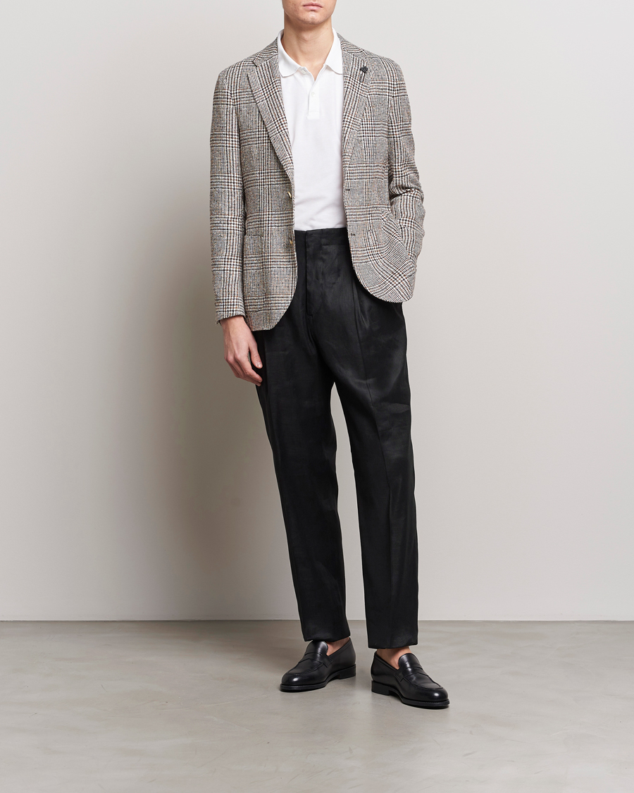 Herre | Bukser | Lardini | Atos Pleated Linen Trousers Black