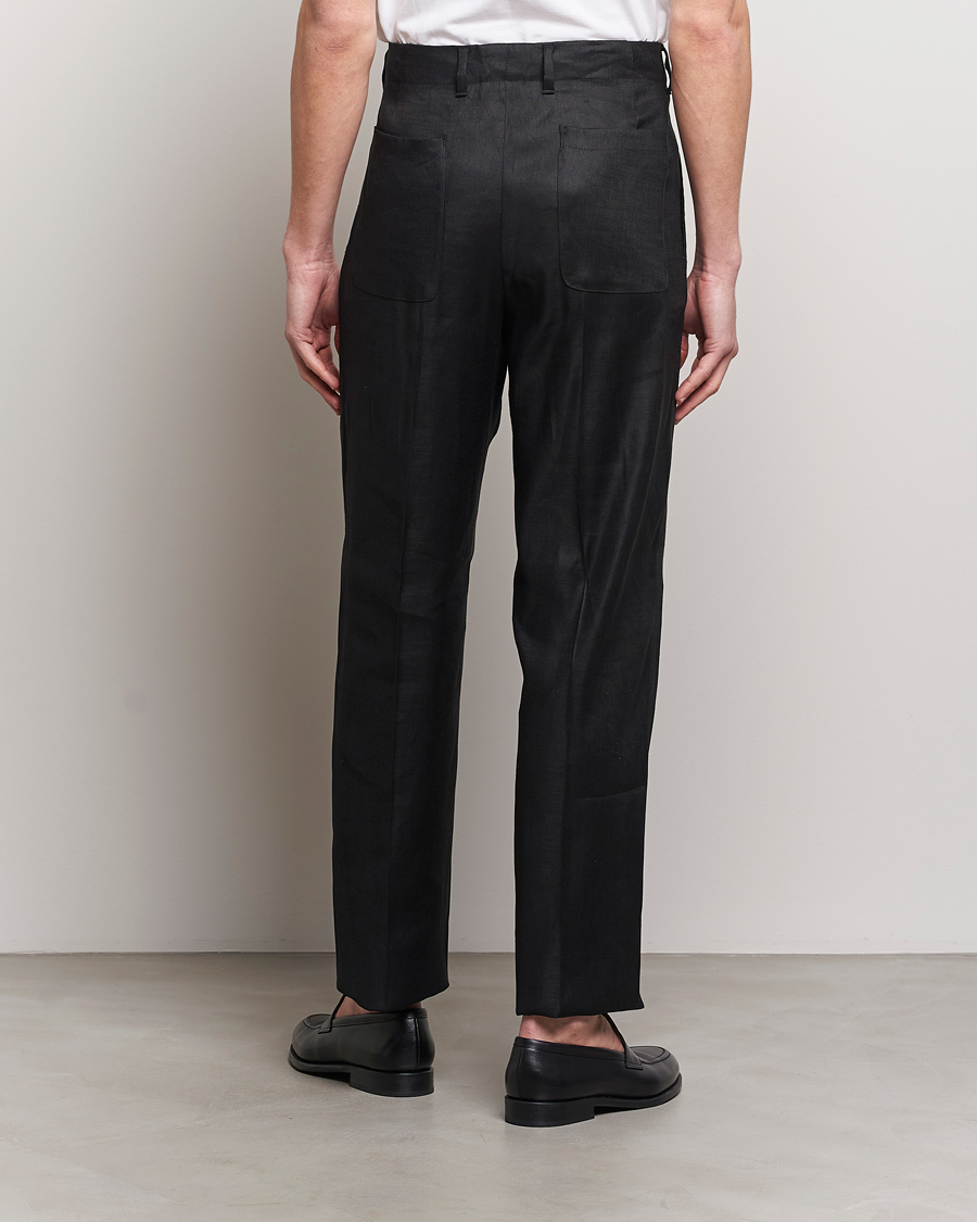Herre | Bukser | Lardini | Atos Pleated Linen Trousers Black