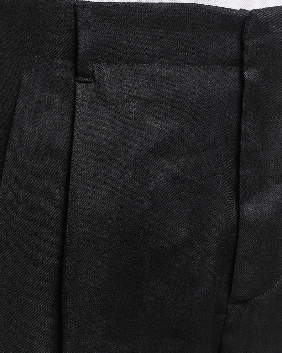 Herre | Bukser | Lardini | Atos Pleated Linen Trousers Black