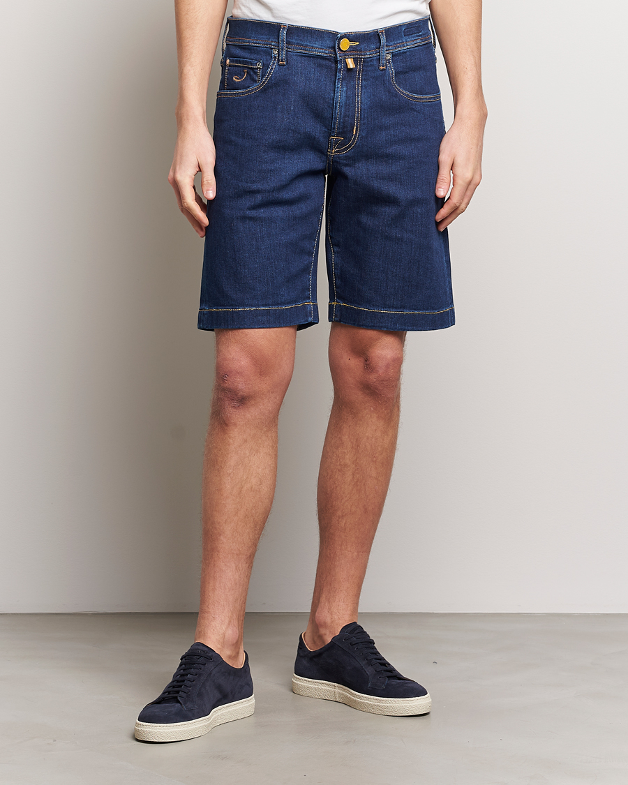 Herr |  | Jacob Cohën | Nicolas Stretch Denim Shorts Dark Blue