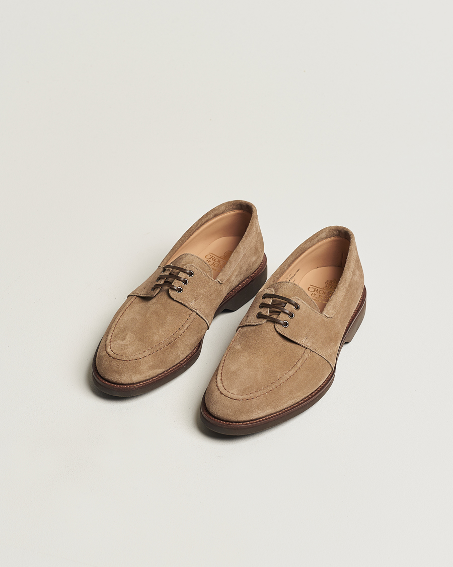 Herre | Business & Beyond | Crockett & Jones | Falmouth Deck Shoes Khaki Suede