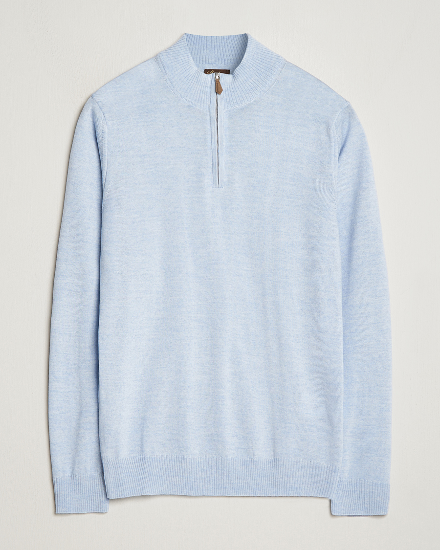 Herre | Gensere | Stenströms | Merino Half Zip Light Blue