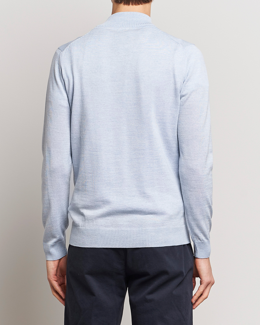 Herre | Gensere | Stenströms | Merino Half Zip Light Blue