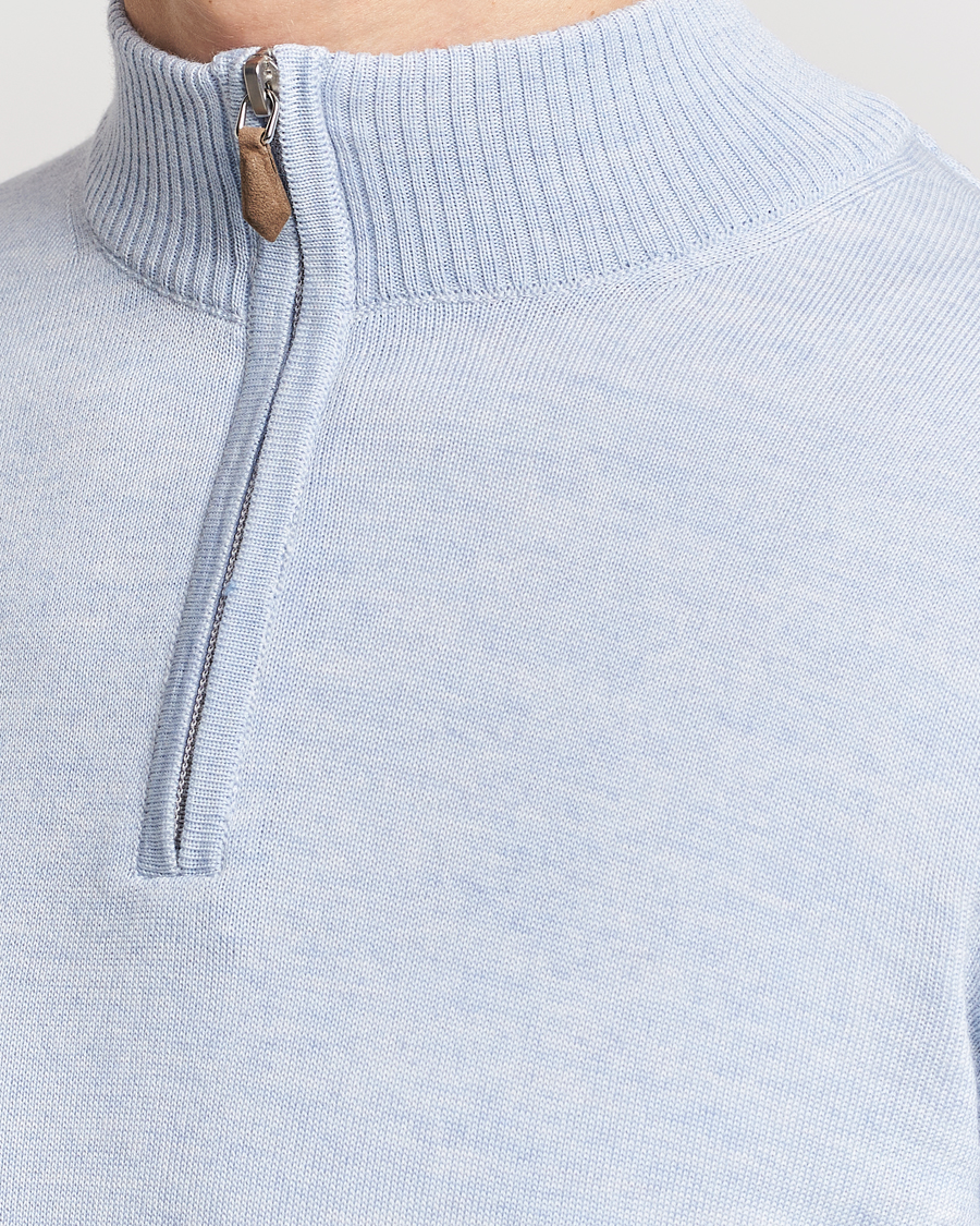 Herre | Gensere | Stenströms | Merino Half Zip Light Blue