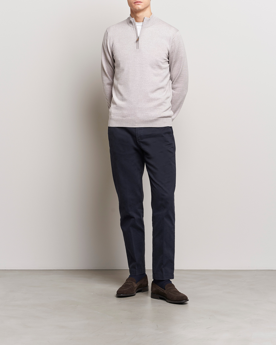 Herre | Gensere | Stenströms | Merino Wool Half Zip Beige