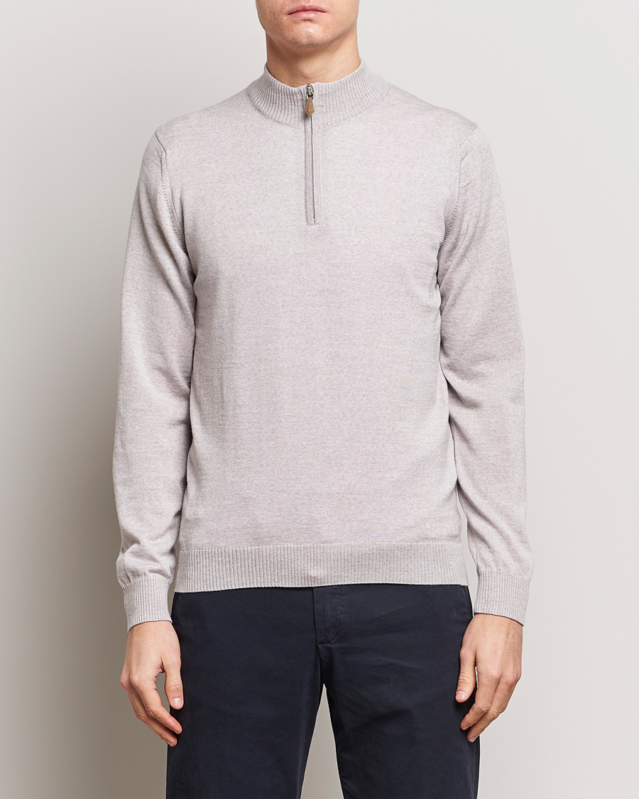 Herre | Gensere | Stenströms | Merino Wool Half Zip Beige