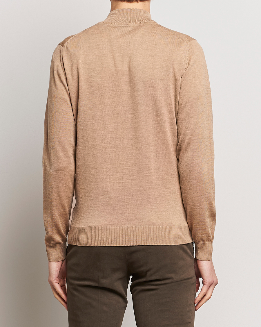 Herre | Gensere | Stenströms | Merino Wool Half Zip Sand