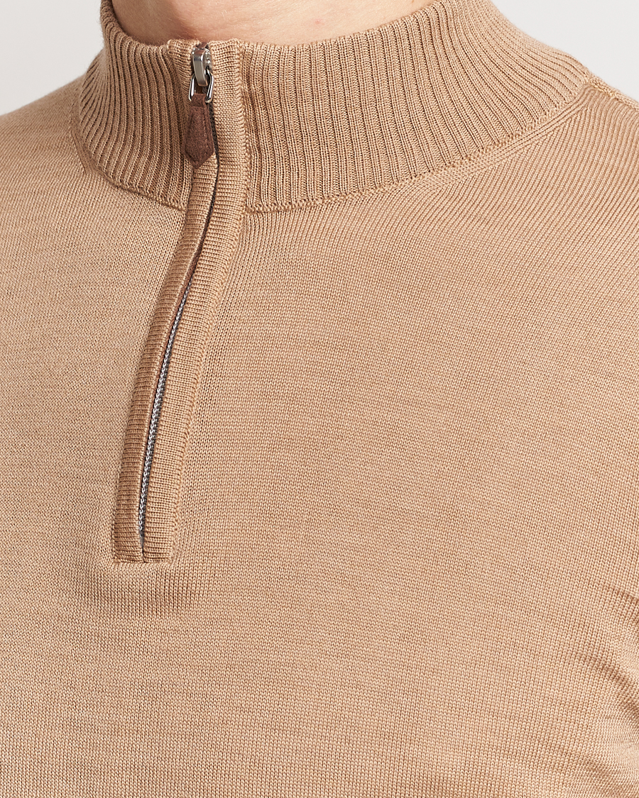 Herre | Gensere | Stenströms | Merino Wool Half Zip Sand