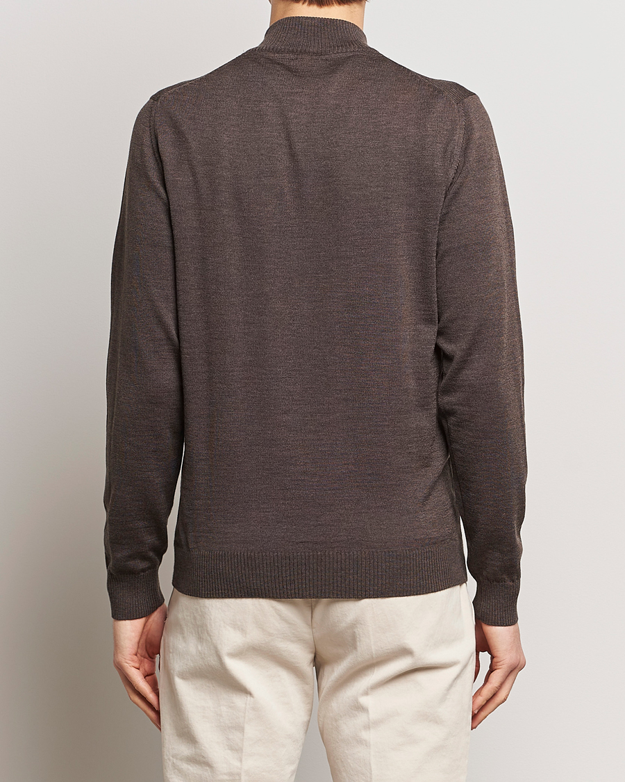 Herre | Gensere | Stenströms | Merino Half Zip Dark Brown
