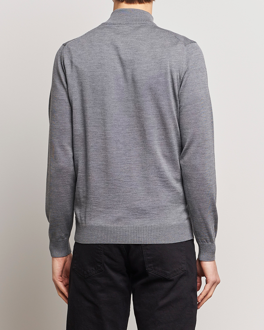 Herre | Gensere | Stenströms | Merino Wool Half Zip Mid Grey