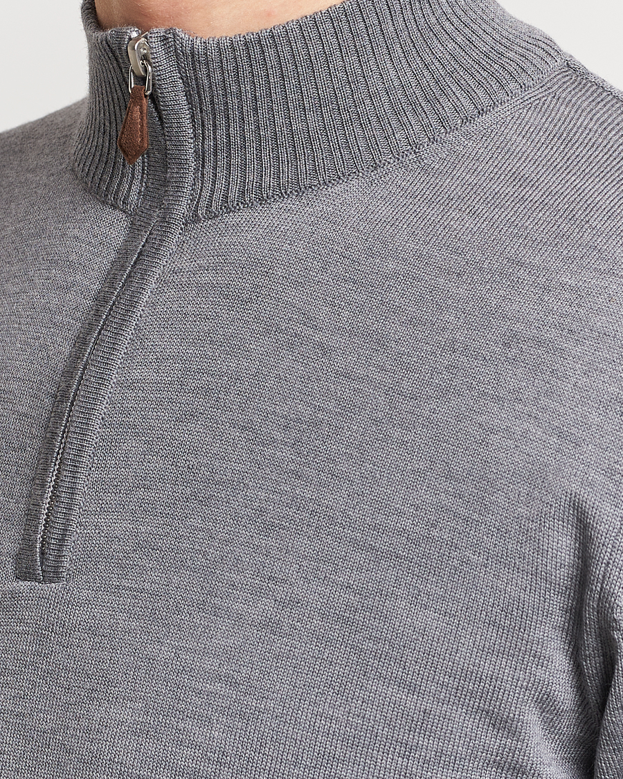 Herre | Gensere | Stenströms | Merino Wool Half Zip Mid Grey