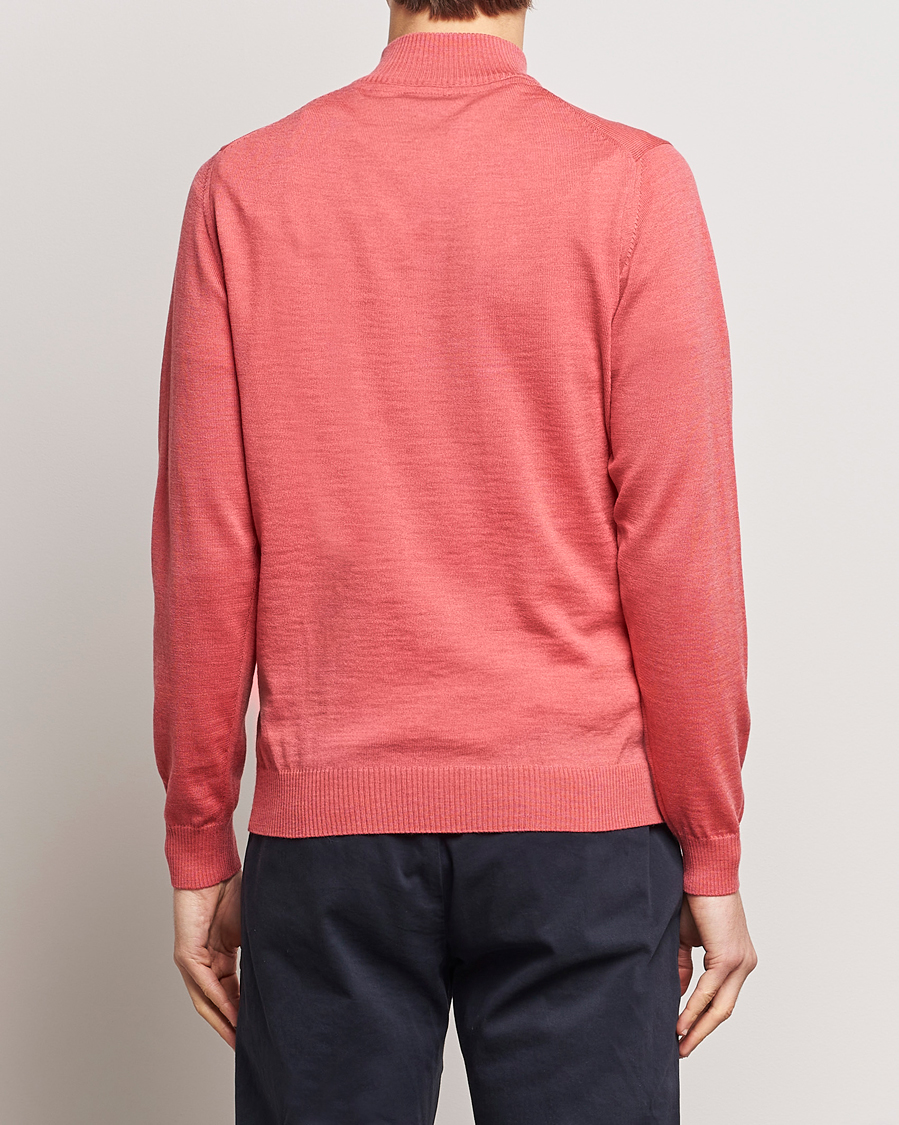 Herre | Gensere | Stenströms | Merino Wool Half Zip Coral Red