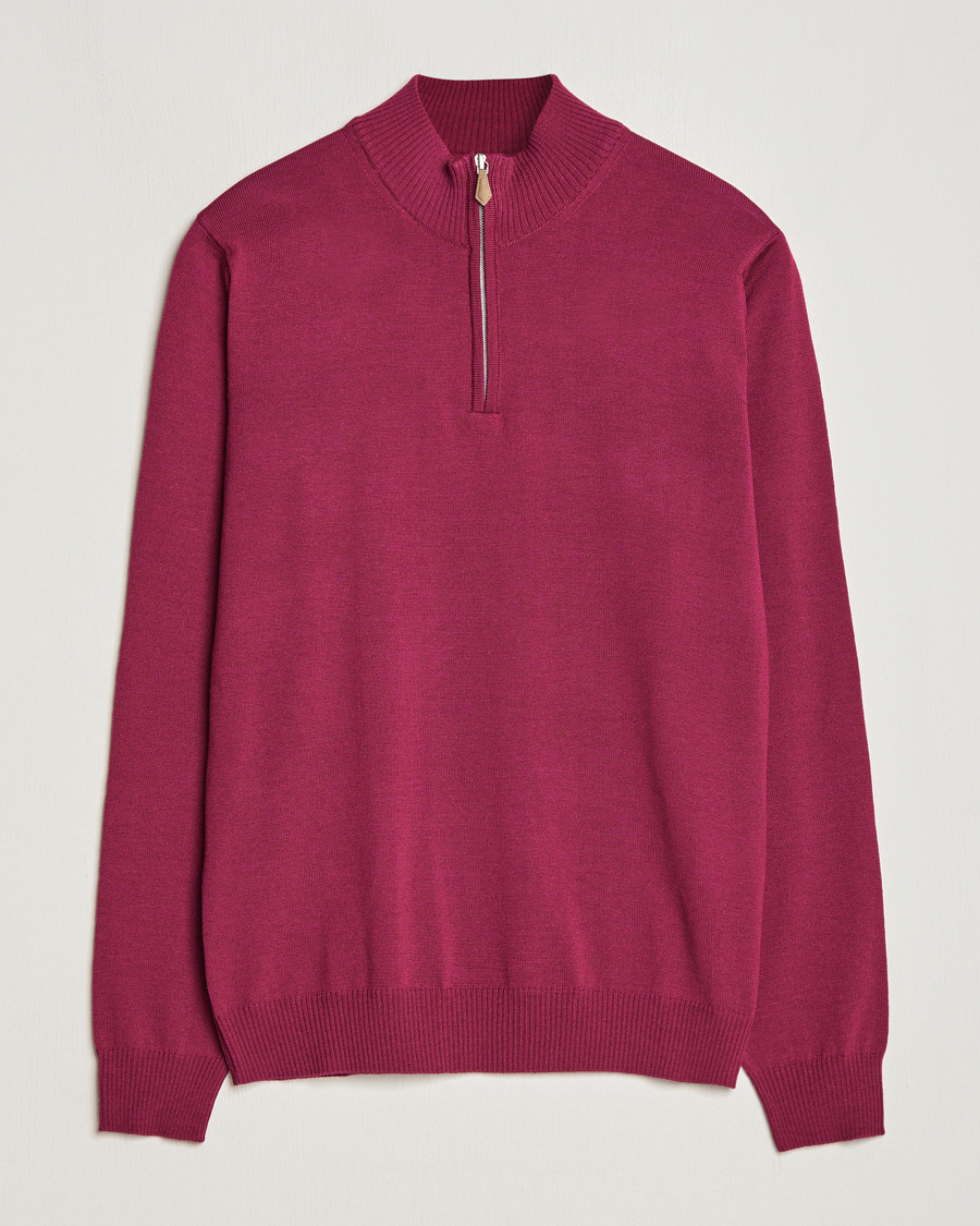 Herre | Gensere | Stenströms | Merino Wool Half Zip Wine