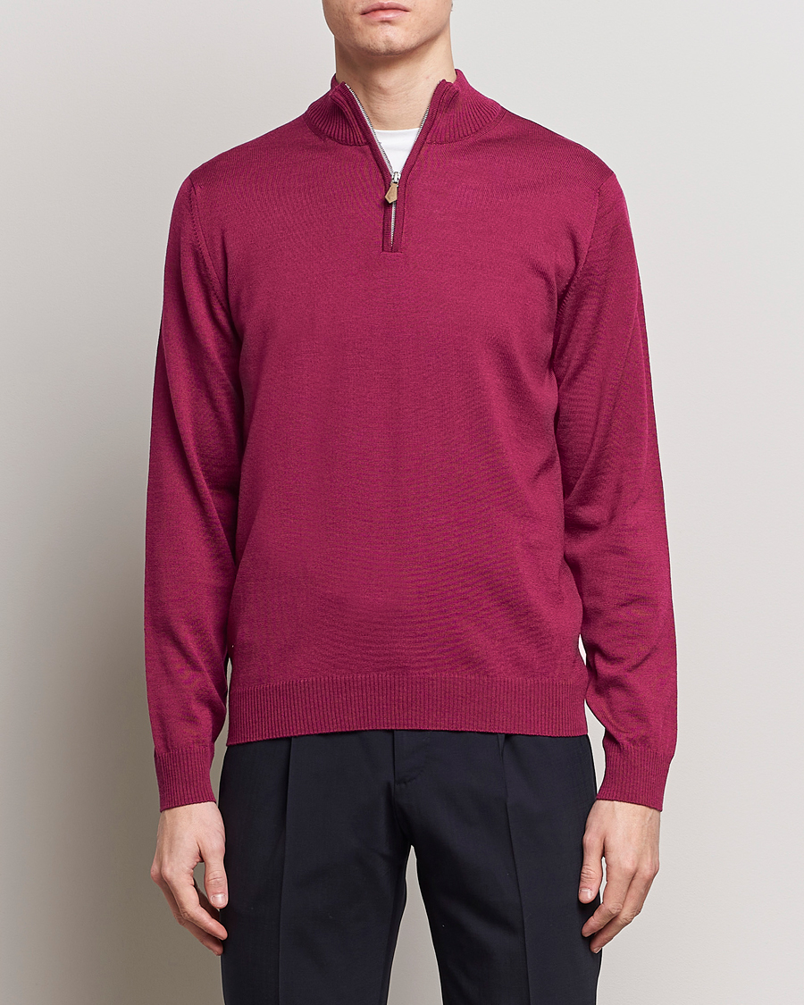 Herre | Salg | Stenströms | Merino Wool Half Zip Wine