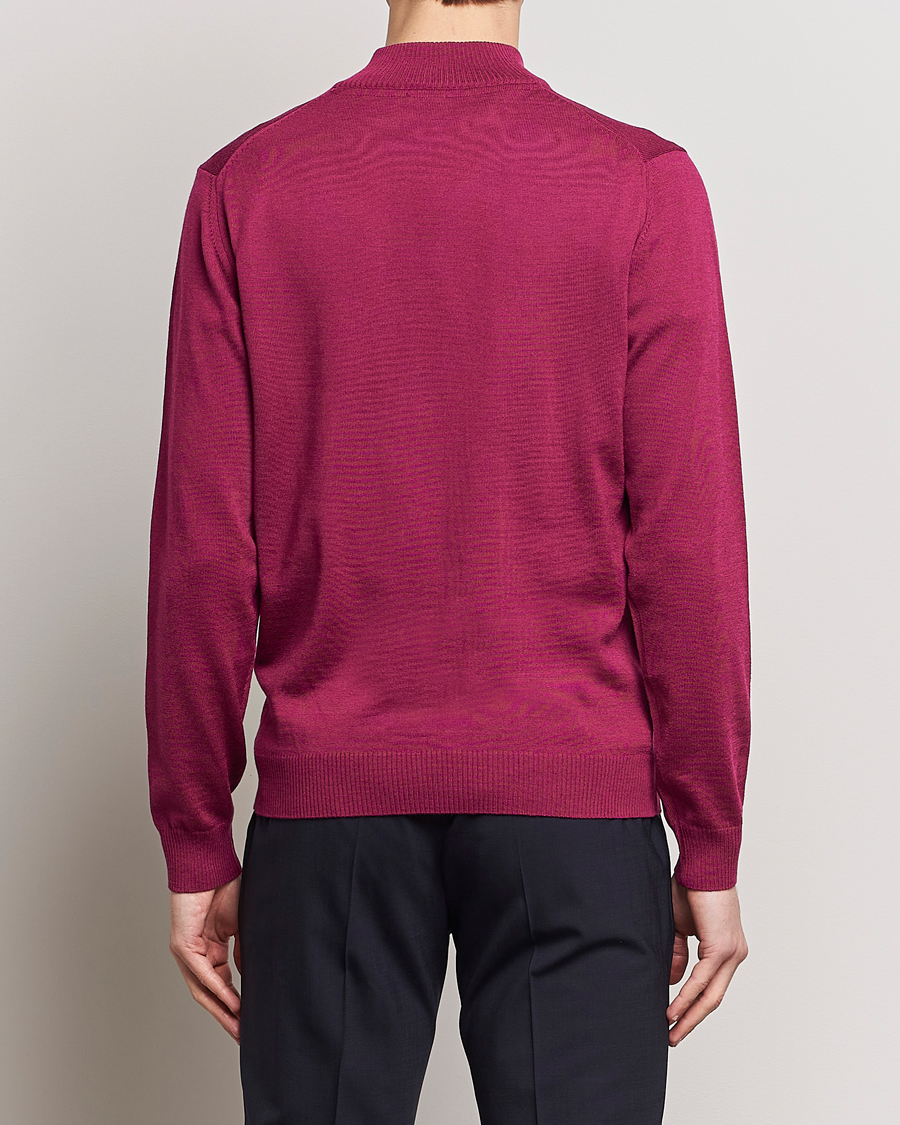 Herre | Gensere | Stenströms | Merino Wool Half Zip Wine