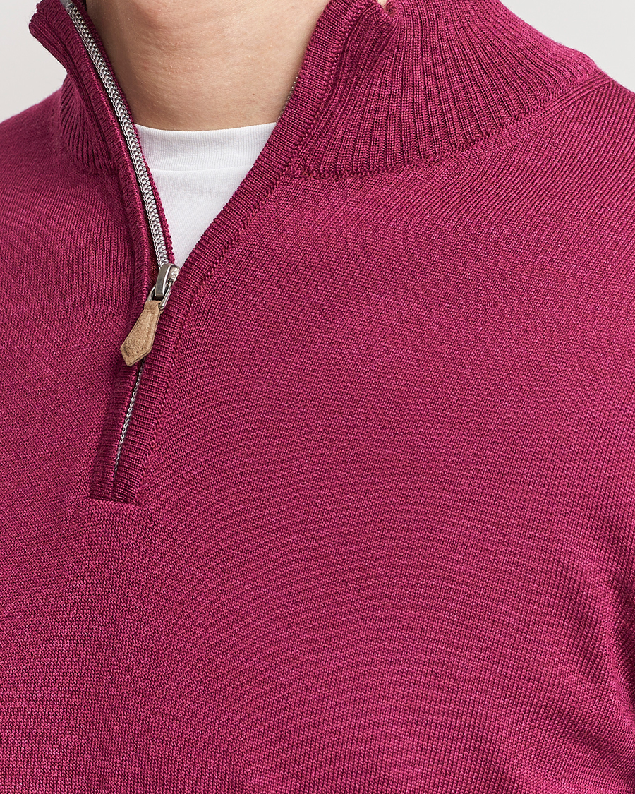 Herre | Gensere | Stenströms | Merino Wool Half Zip Wine