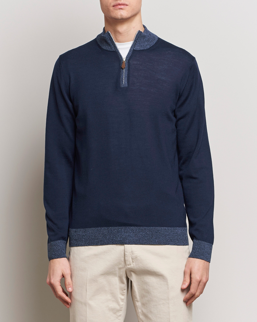 Herre | Salg | Stenströms | Merino Contrast Half Zip Navy