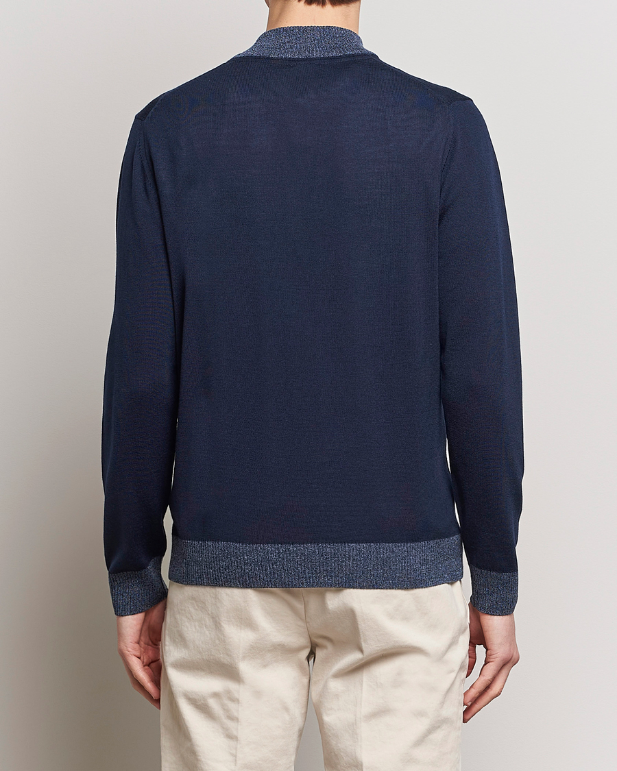Herre | Gensere | Stenströms | Merino Contrast Half Zip Navy
