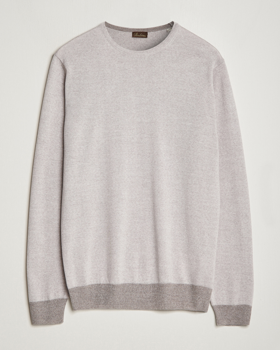 Herre | Gensere | Stenströms | Merino Contrast Crew Neck Beige