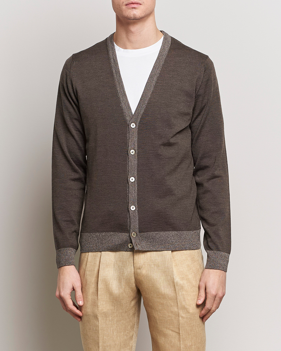 Herre | Salg | Stenströms | Merino Contrast Cardigan Brown