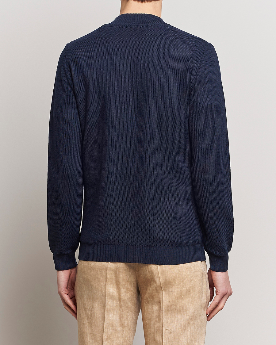 Herre | Gensere | Stenströms | Textured Merino Half Zip Navy