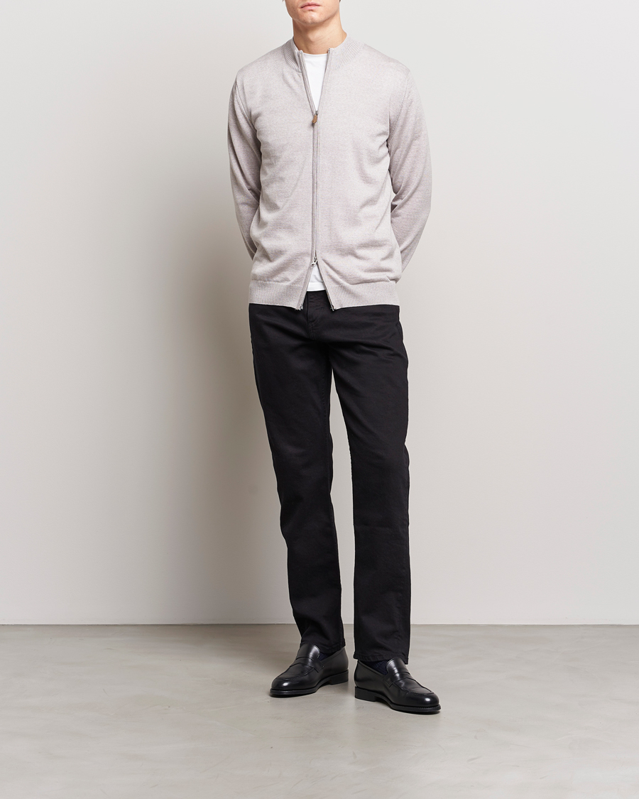 Herre | Gensere | Stenströms | Merino Wool Full Zip Beige
