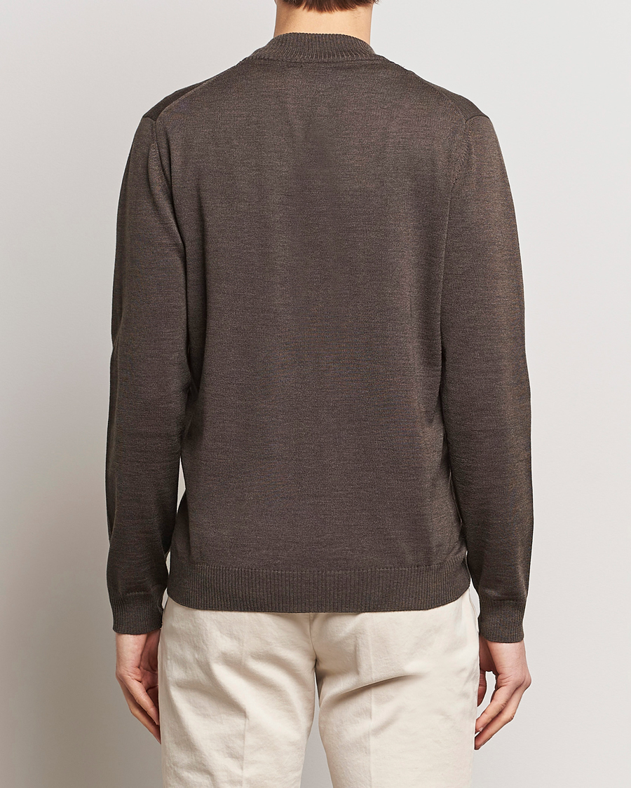 Herre | Gensere | Stenströms | Merino Wool Full Zip Brown