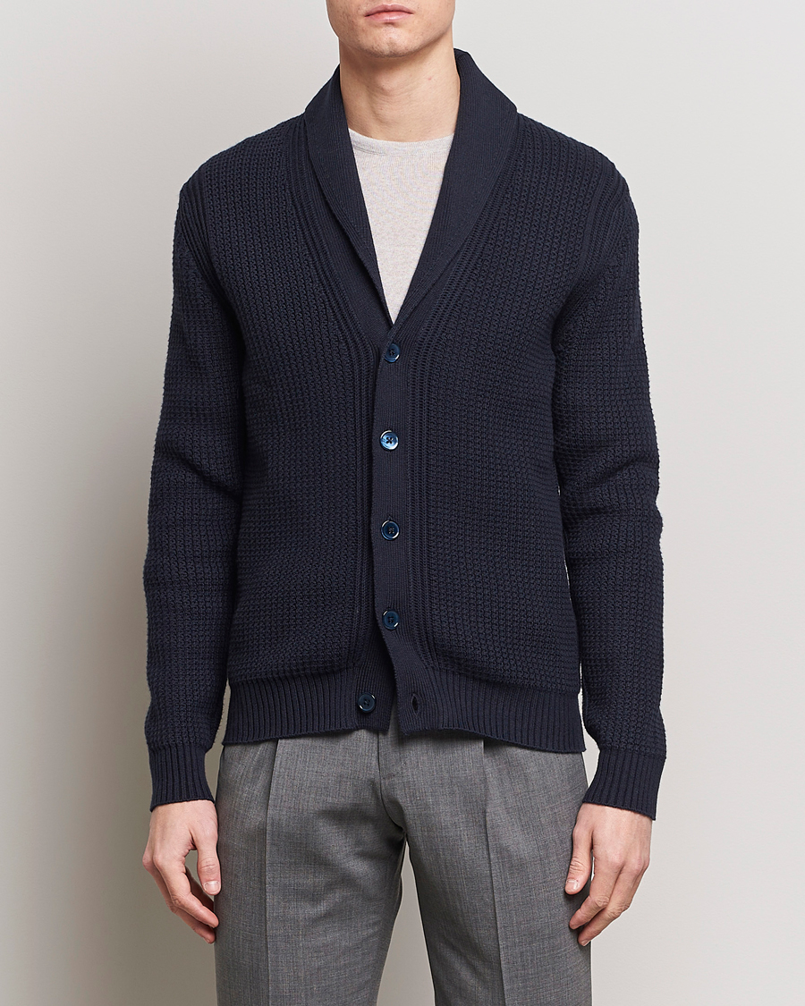 Herre | Klær | Stenströms | Cotton/Cashmere Shawl Cardigan Navy