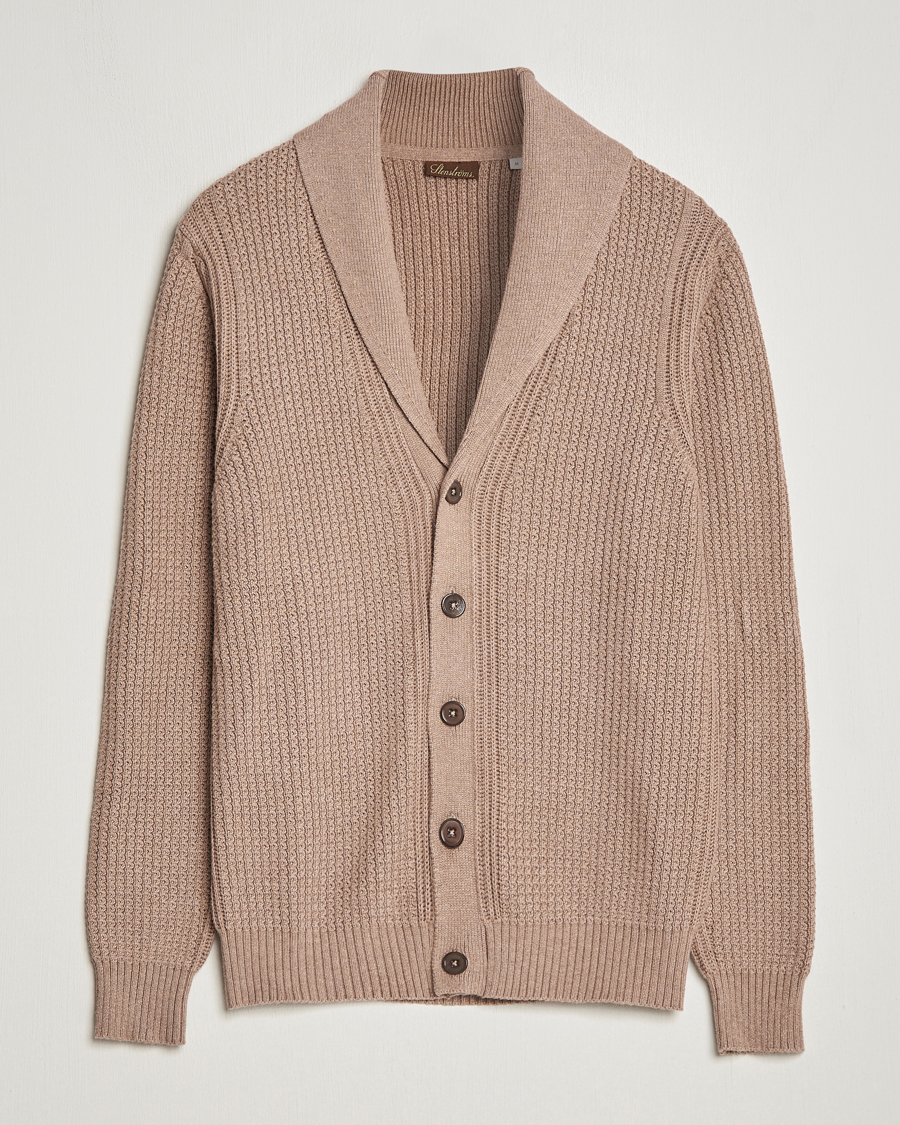 Herre | Gensere | Stenströms | Cotton/Cashmere Shawl Cardigan Brown