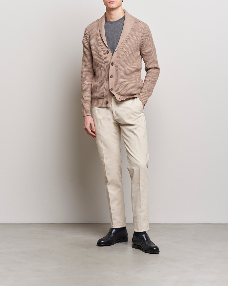 Herre | Gensere | Stenströms | Cotton/Cashmere Shawl Cardigan Brown