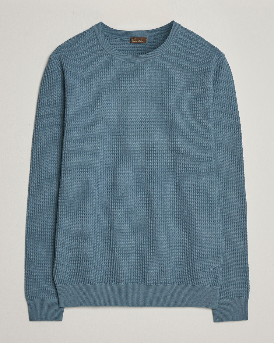 Herre | Gensere | Stenströms | Organic Cotton Crew Neck Mid Blue
