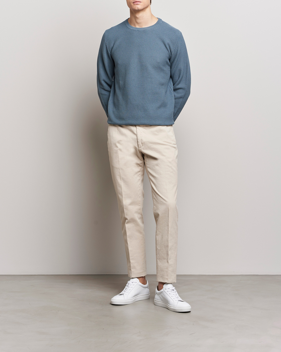 Herre | Gensere | Stenströms | Organic Cotton Crew Neck Mid Blue